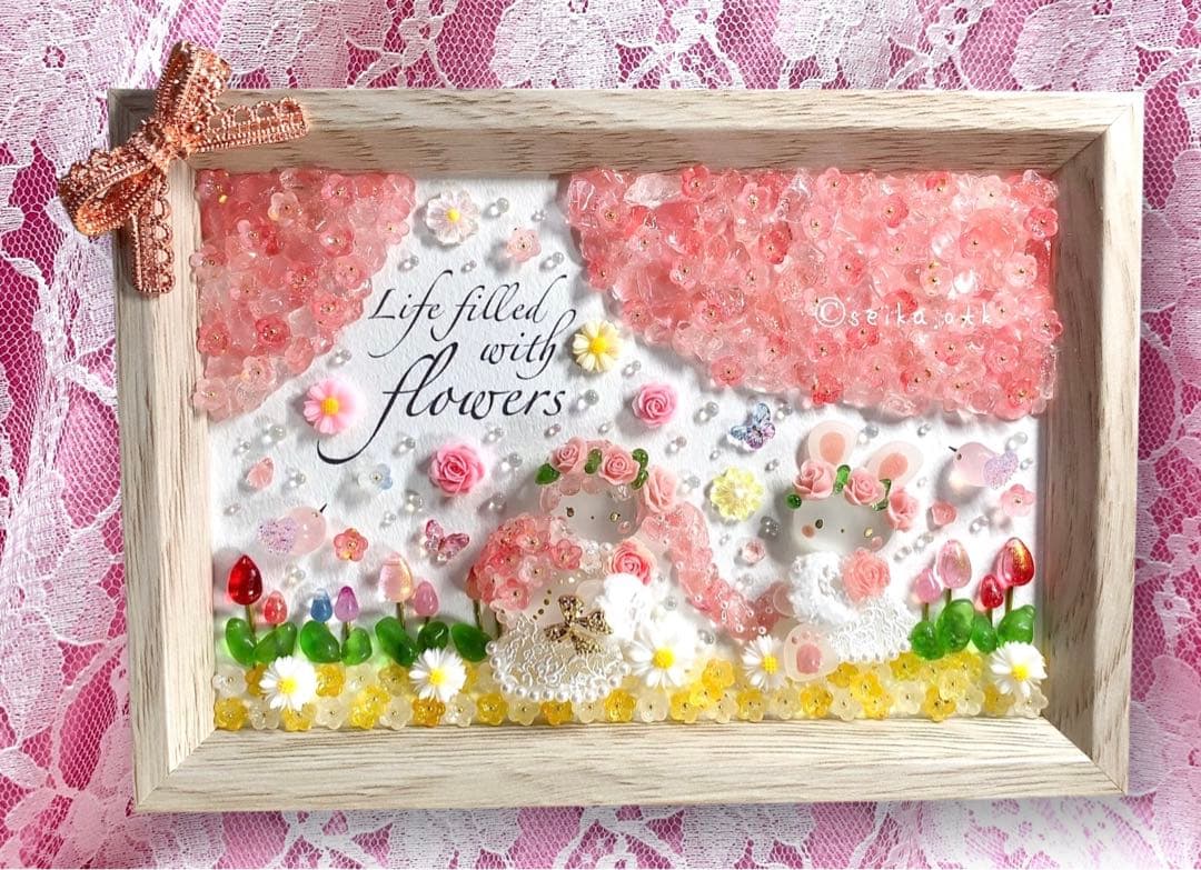 1279春爛漫 桜姫とうさちゃん インテリア シーグラスアート 置物 玄関