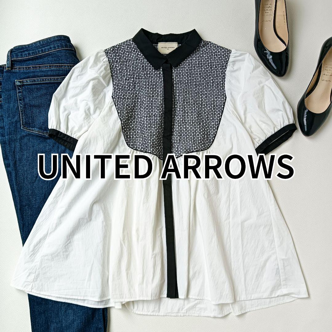 美品♡ユナイテッドアローズ24ssエンブロイダリーコンビショートスリーブブラウス UNITED ARROWS（ユナイテッドアローズ）の「エンブロイダリー コンビ
