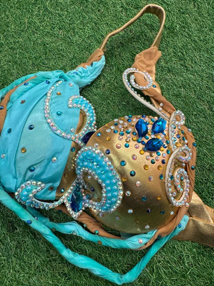 ベリーダンス衣装 【POLINA】ポリーナ ベリーダンス衣装 ブルー ヒョウ