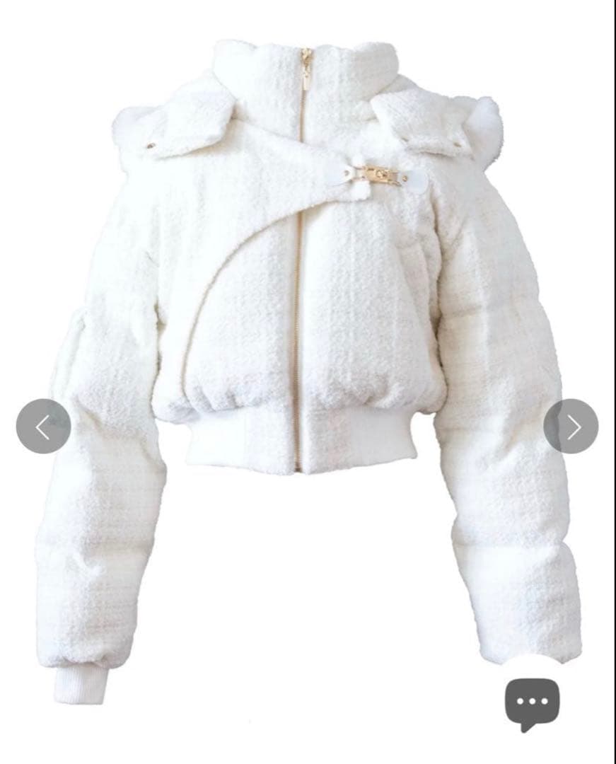 Randy アシンメトリーバックルツイードパデットジャケットS ショート