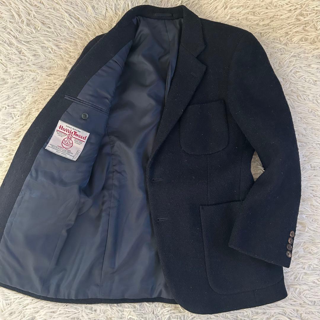 美品　Harris Tweed ネイビー テーラードジャケット　ウール Amazon | [NEVEREND] ハリスツイード テーラードジャケット メンズ