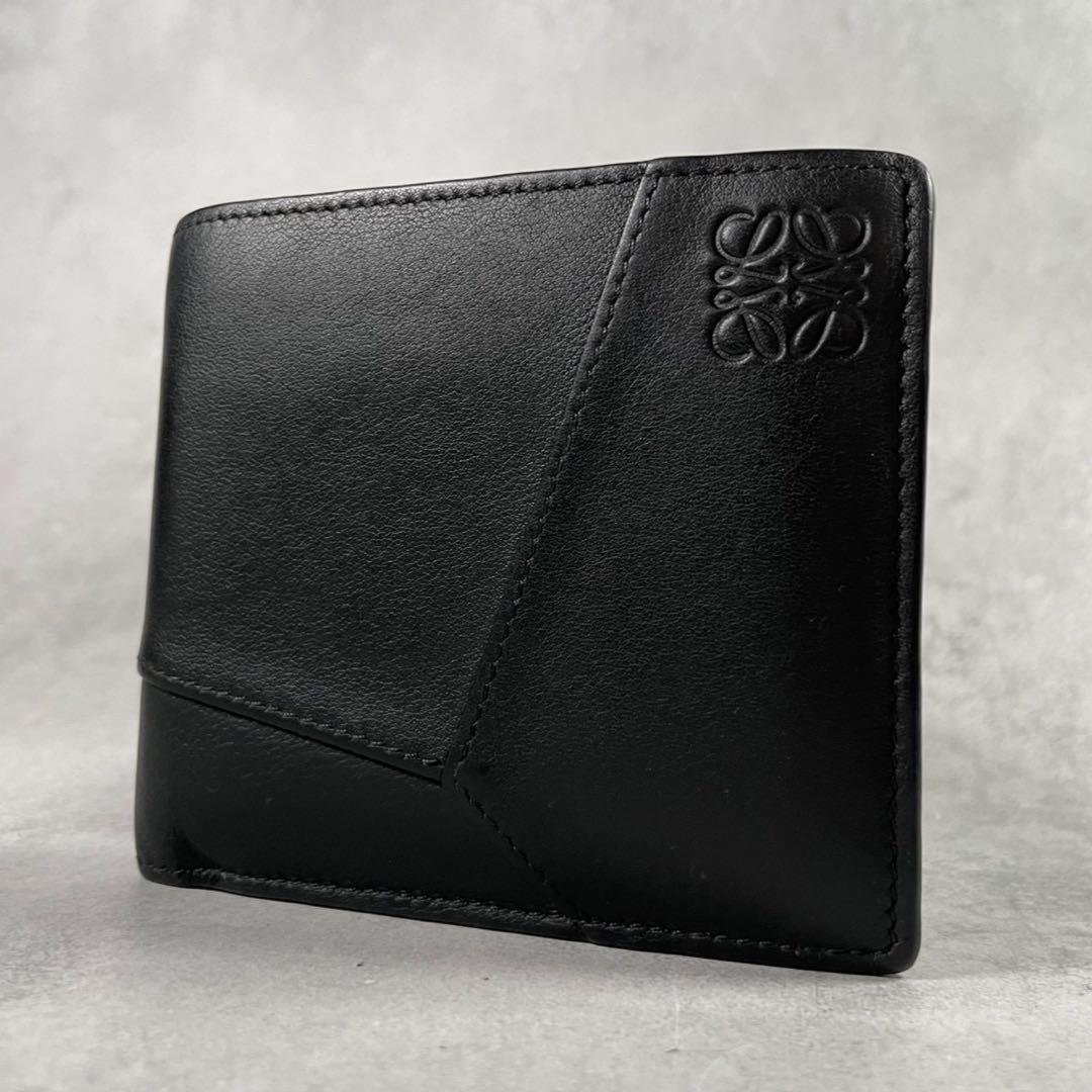 極美品】ロエベ 折り財布 パズル アナグラム ロゴ ブラック バイフォールド