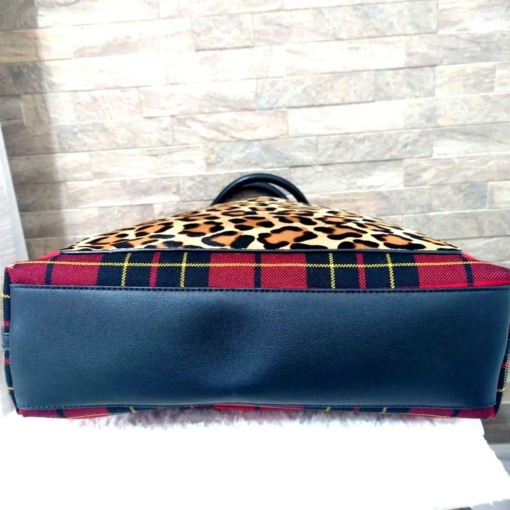 希少】マイケルコース ハラコ チェック レオパード ハンドバッグ