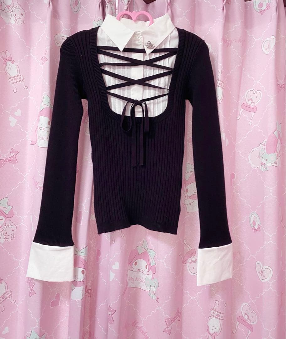 HONEYMEW　レースアップドッキングトップス HONEYMEW レースアップドッキングトップス ハニーミュウ ブラック