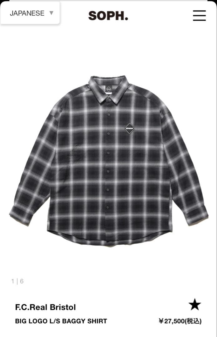 トップス F.C.Real Bristol BIG LOGO L/S BAGGYSHIRT