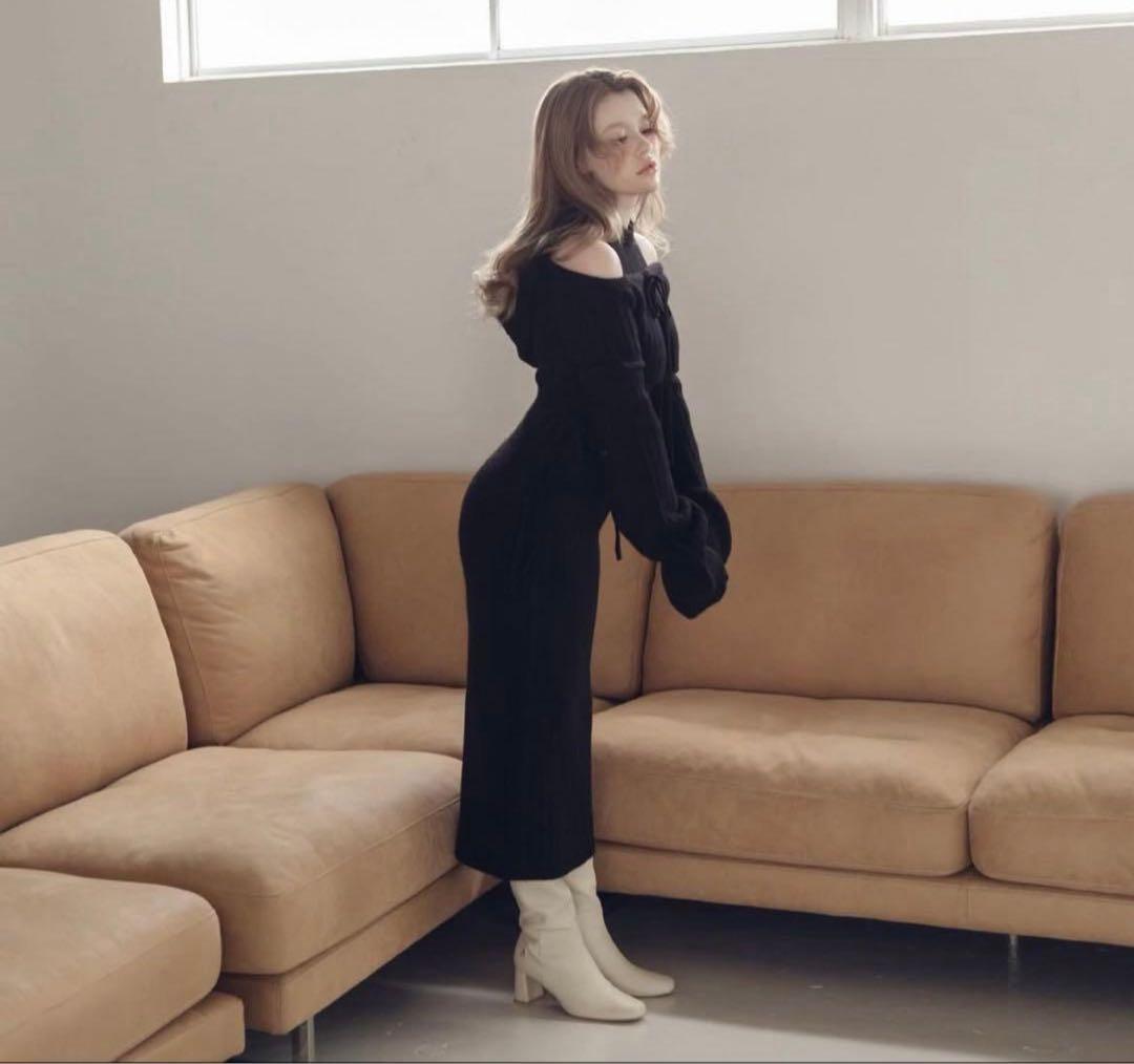 ANDMARY アンドマリーフード付ノースリーブニットワンピースとボレロ