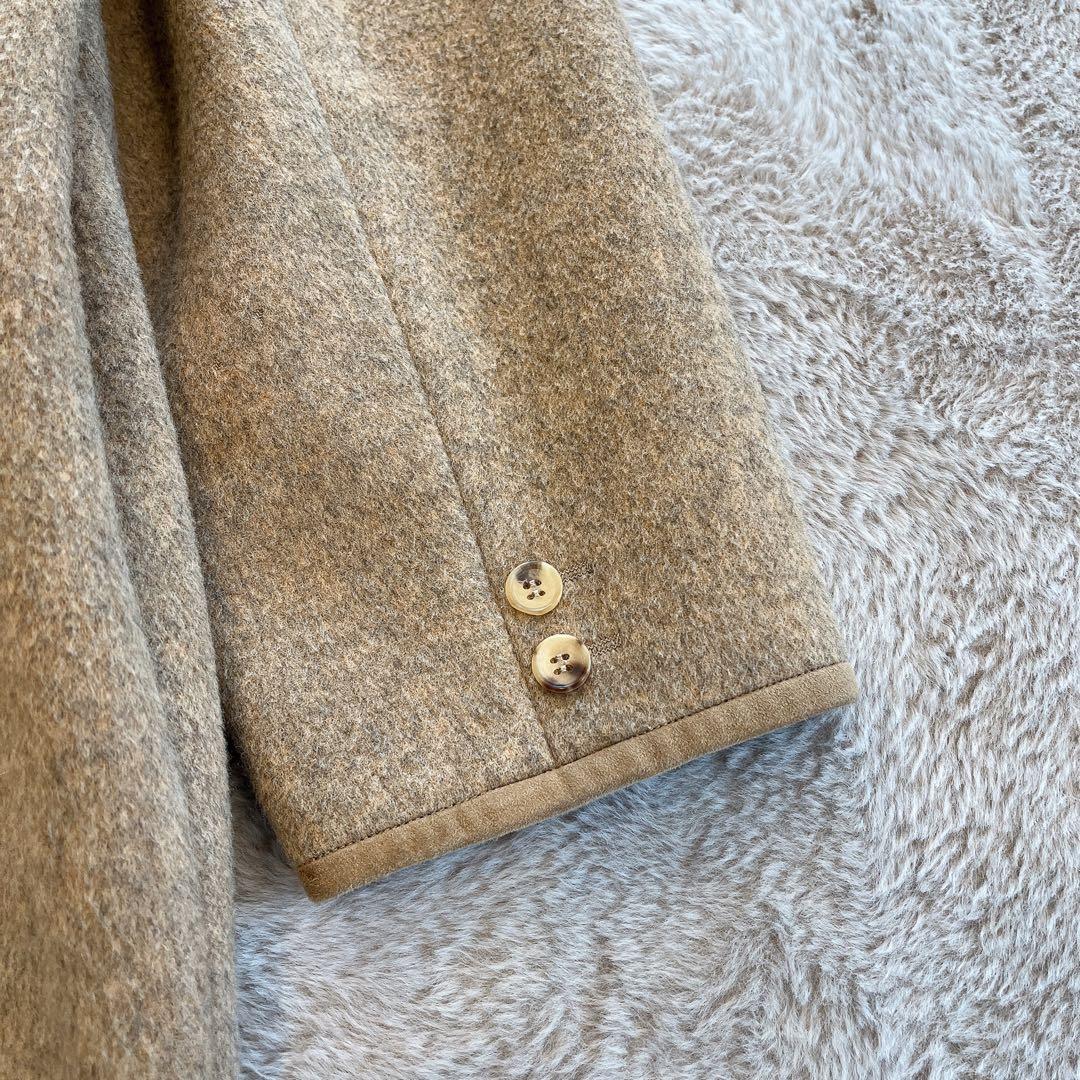 PAPAS♡メンズ ウールステンカラーコード 本革パイピング 52 LL