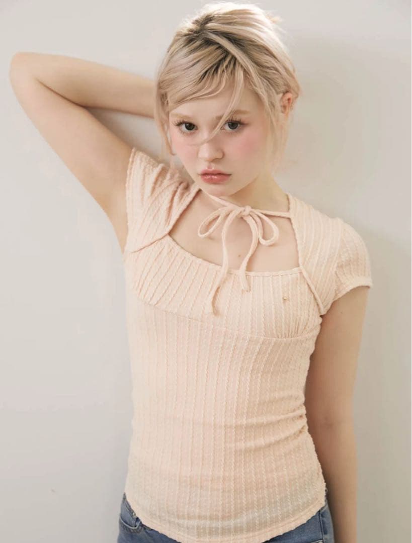 Andmary Kiki ribbon tops baby pink