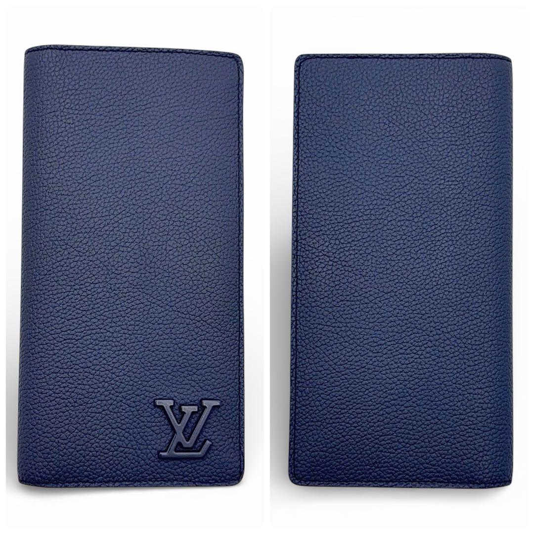 鑑定済 ルイヴィトン LVアエログラム ポルトフォイユ ブラザ ネイビー