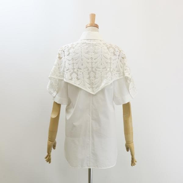 B6157□美品□CINOH ハーフスリーブケープ ブラウス シャツ 36 - メルカリ