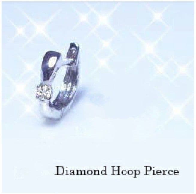 【片耳】 K18WG 0.02ダイヤモンドフープピアス Classic CHESS（クラシックチェス） K18WG 2.0ct ダイヤモンド 中折れ