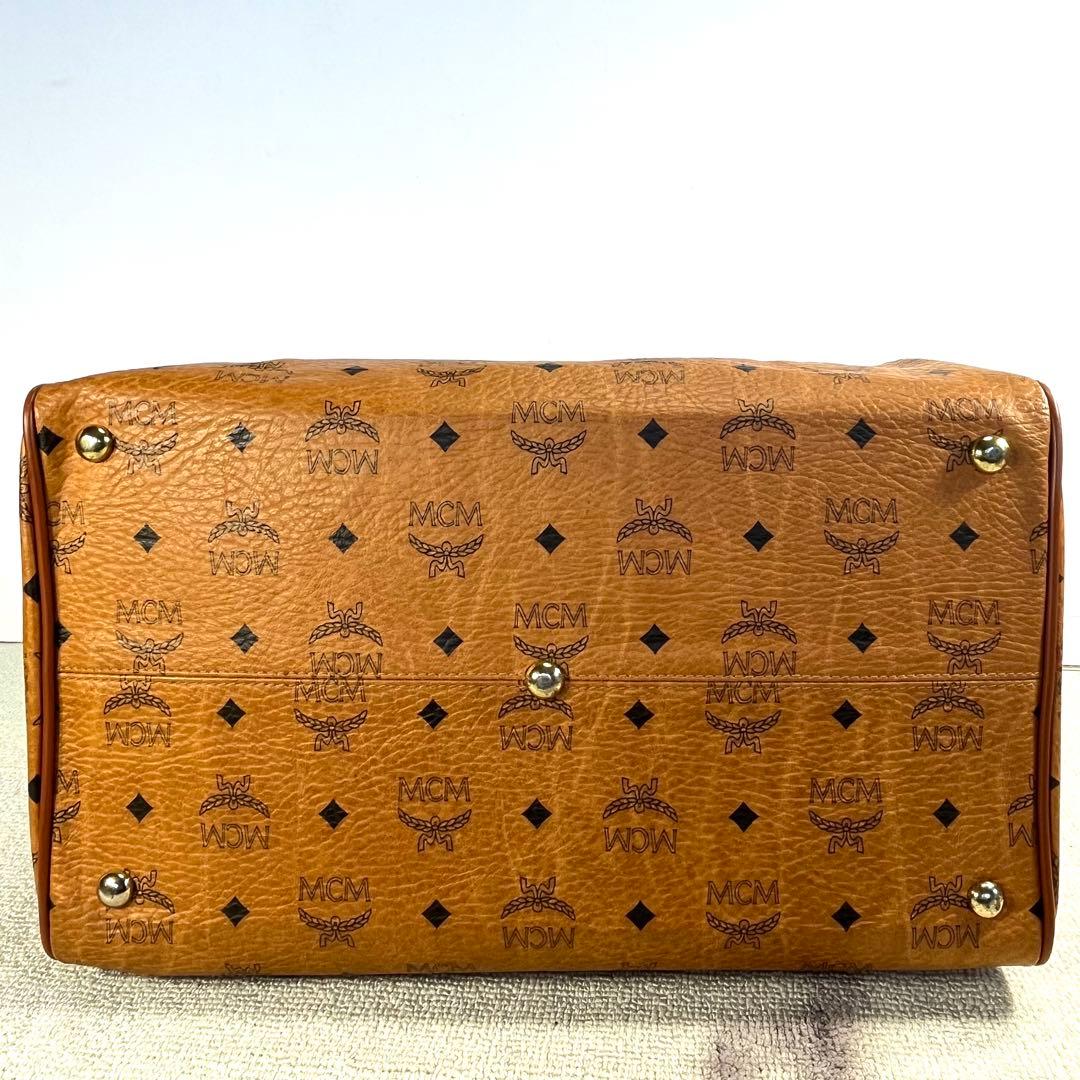 MCM ボストンバッグ ヴィセトス 総柄 ハンドバッグ キャメル PVC×本革