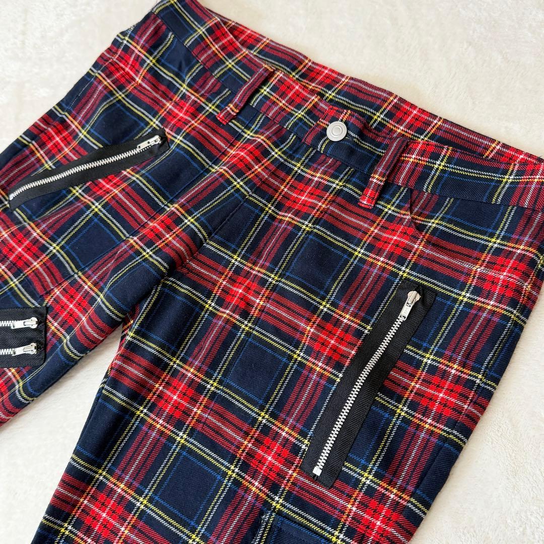 美品✨666 ボンテージパンツ タータンチェック ジップ パンク 日本製