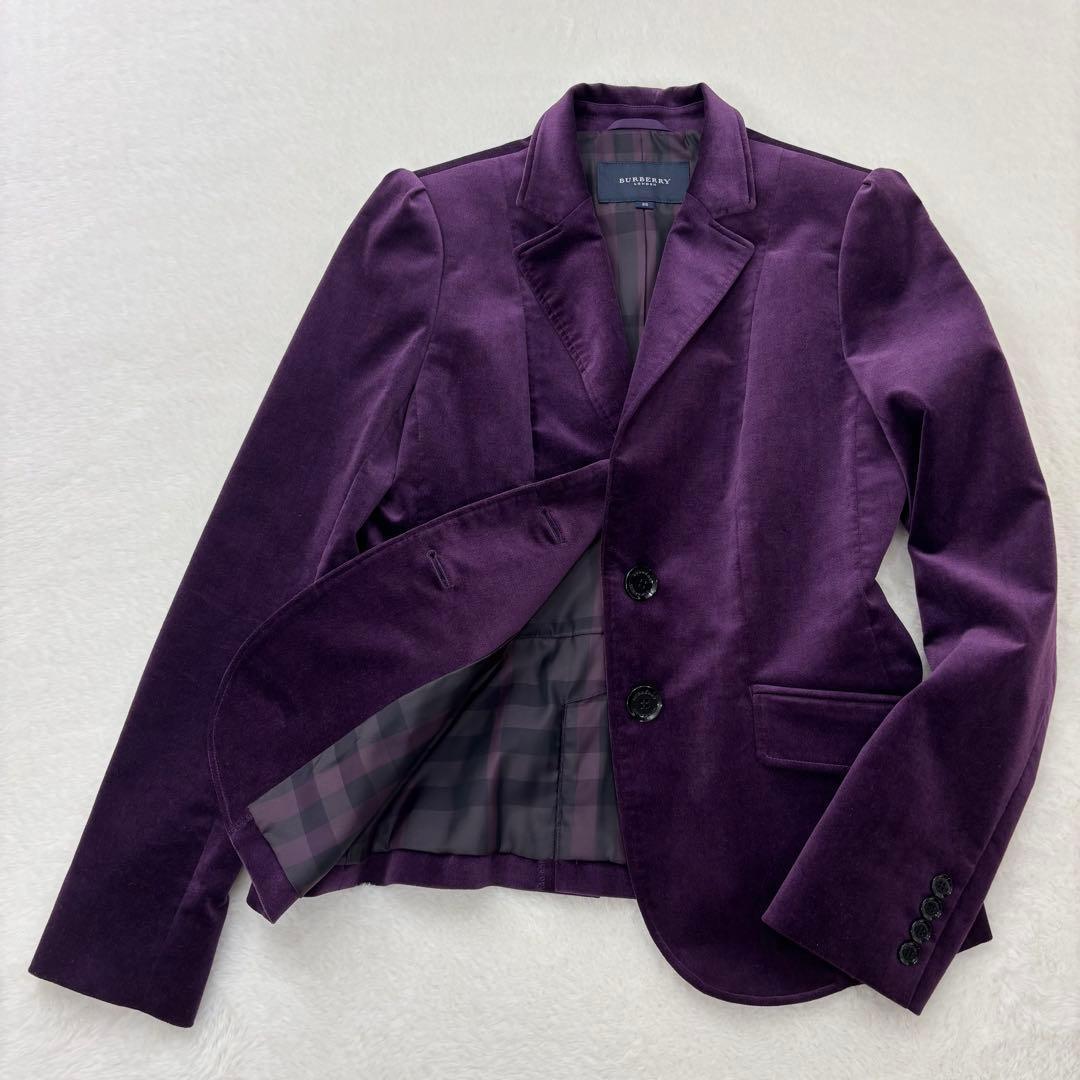 極美品✨希少色 バーバリー テーラードジャケット ベロア メガチェック