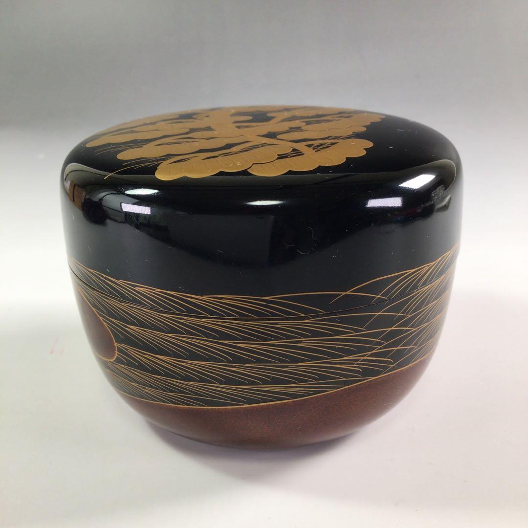 R70 棗 『鈴木雲斉作』『仕覆付』『老松蒔絵』『大平棗』 共箱