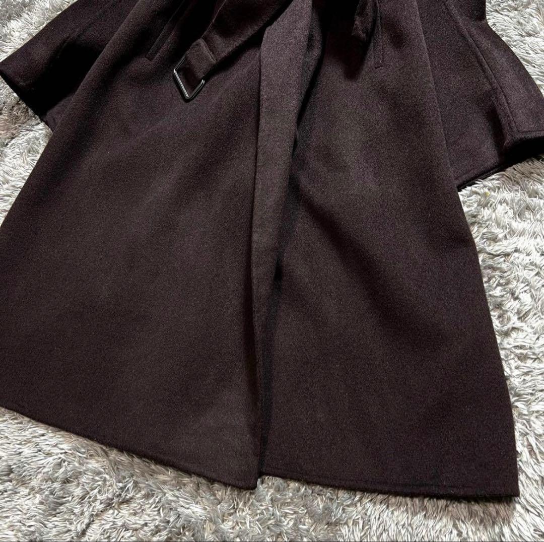 ＋J レディース カシミヤ混 ベルテッドリバーコート ブラウン L 美品