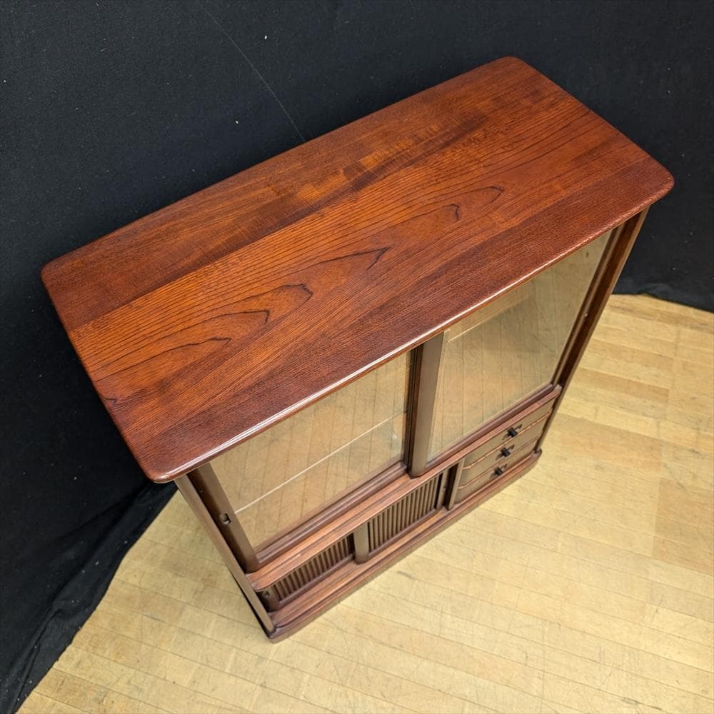 カリモク 欅 ケヤキ 茶棚 水屋箪笥 飾り棚 キャビネット 茶箪笥 座敷