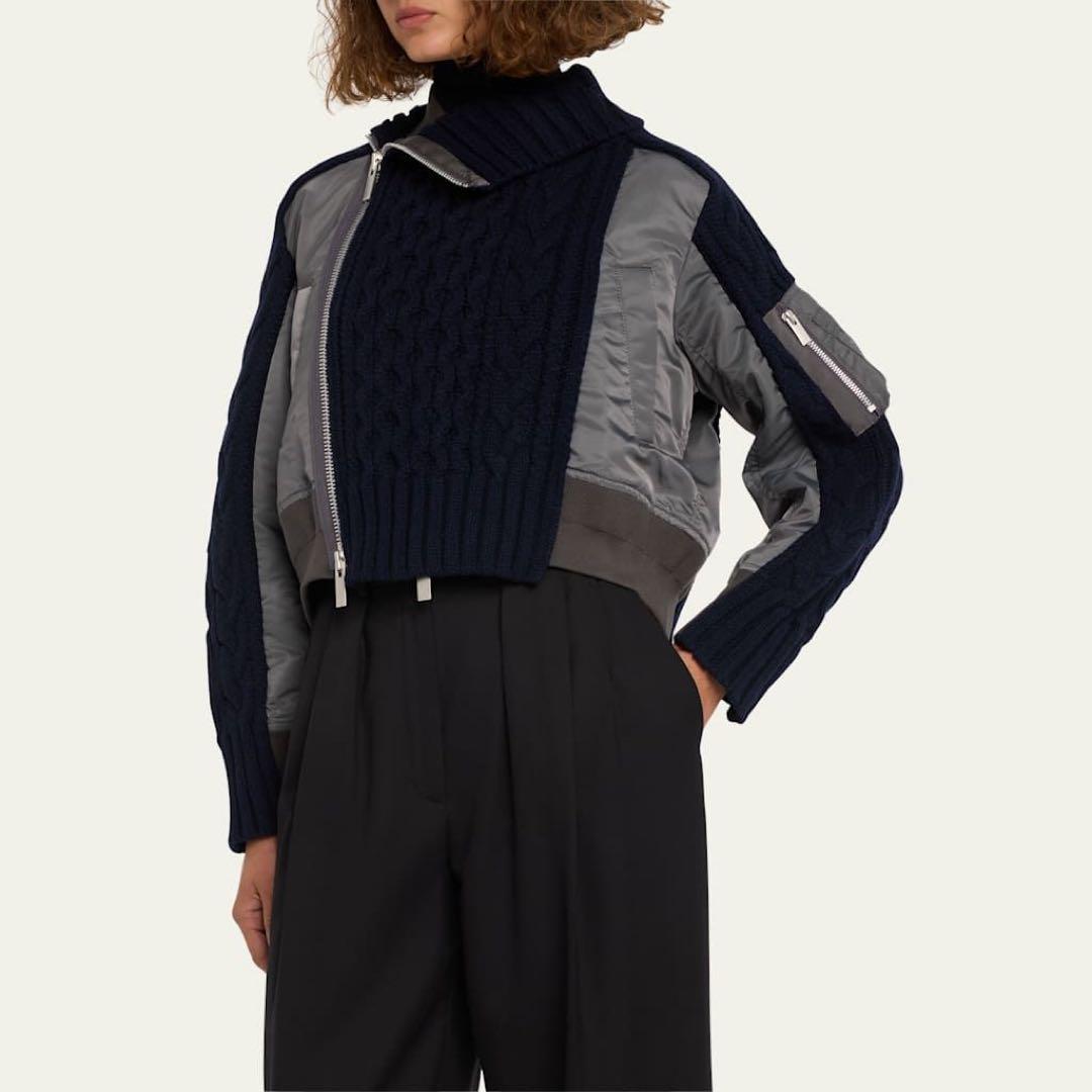 sacai サカイ ニットドッキングMA-1ジャケット ブルゾン - メルカリ