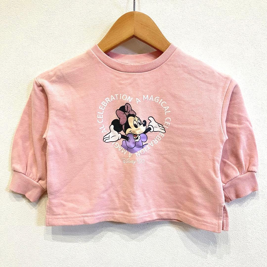 ミニーマウス プリント 刺繍 トレーナー ピンク 90 ディズニー