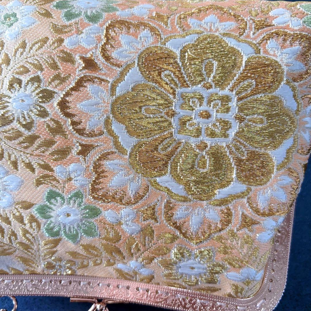 1月新作！若葉の息吹♡優しいゴールド真珠箔ヨーロッパの意匠♡高級帯地バッグ