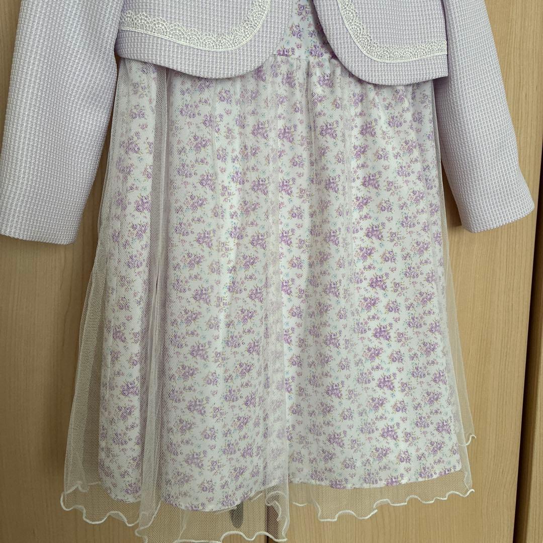 ラベンダー×花柄 セレモニー 入学 卒園 発表会 フォーマル 120 紫