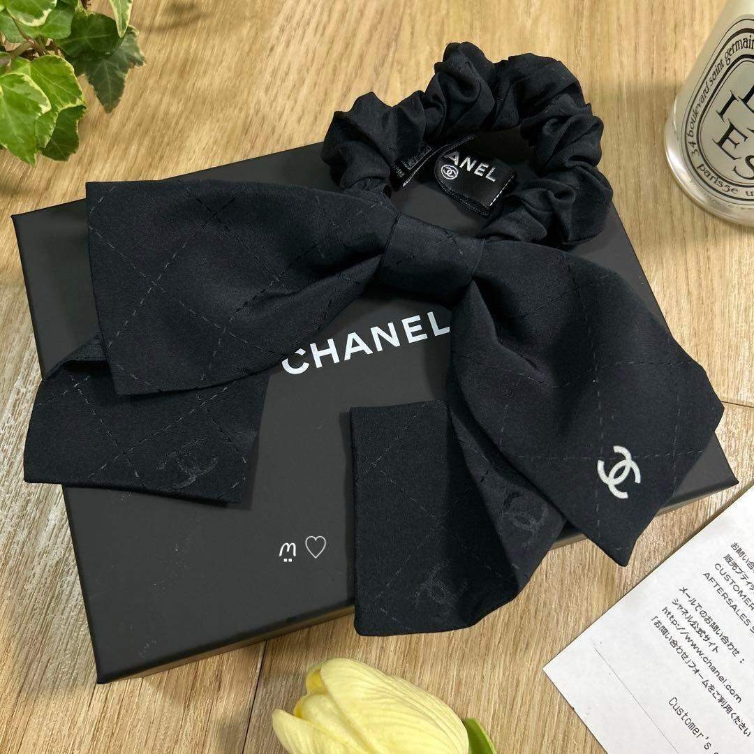 今季新作CHANELシャネル ココマークリボンシュシュ シルク ヘア