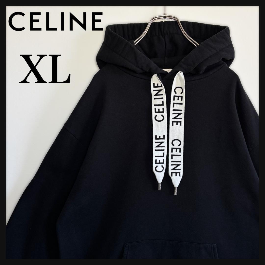 超人気・XL】CELINEセリーヌ/パーカー/紐ロゴ/ブラック/XL - メルカリ
