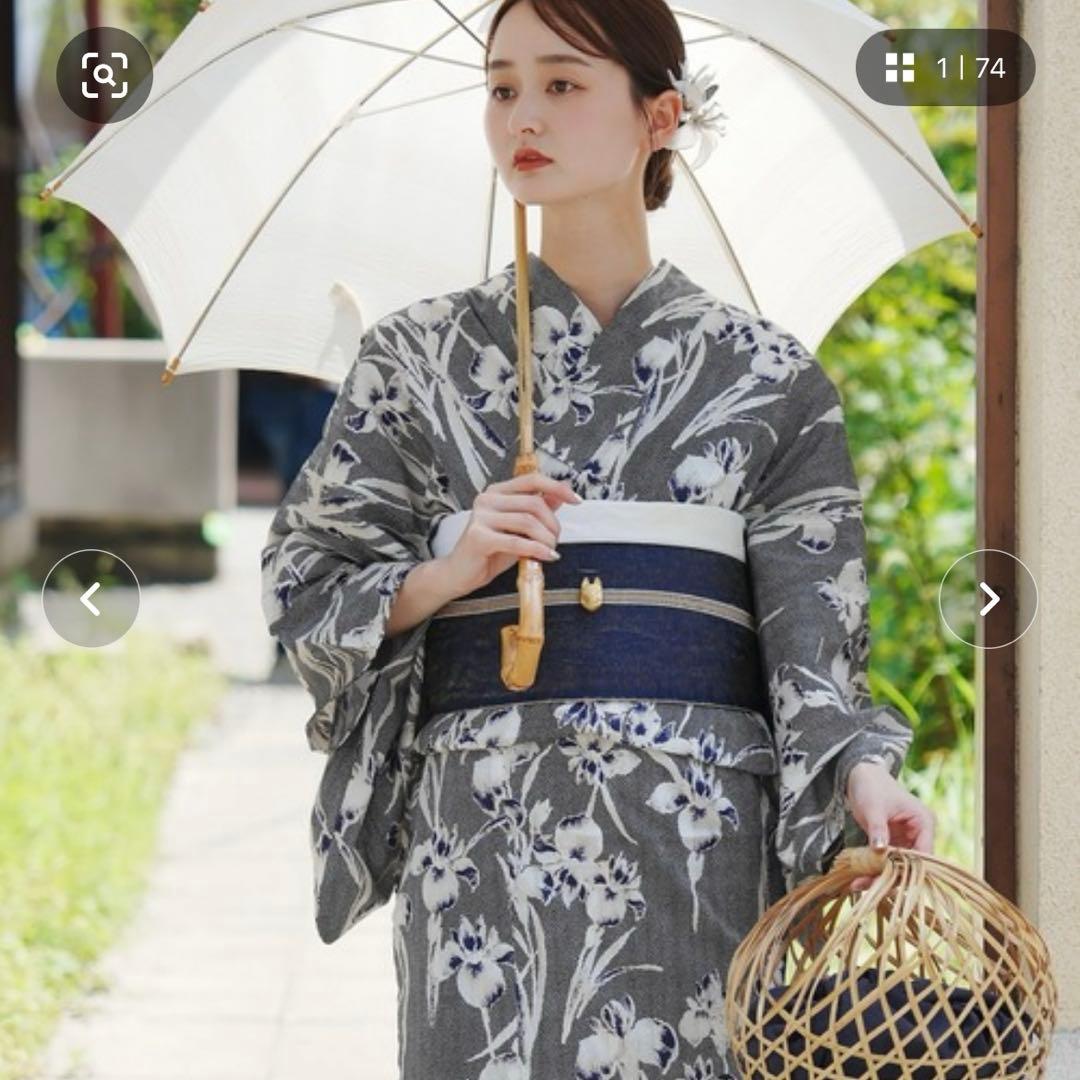 ［utatane×Acka.］浴衣4set 鮫小紋と菖蒲 navy・ivory utatane×Acka.］鮫小紋と菖蒲 navy 浴衣4set – Acka online store