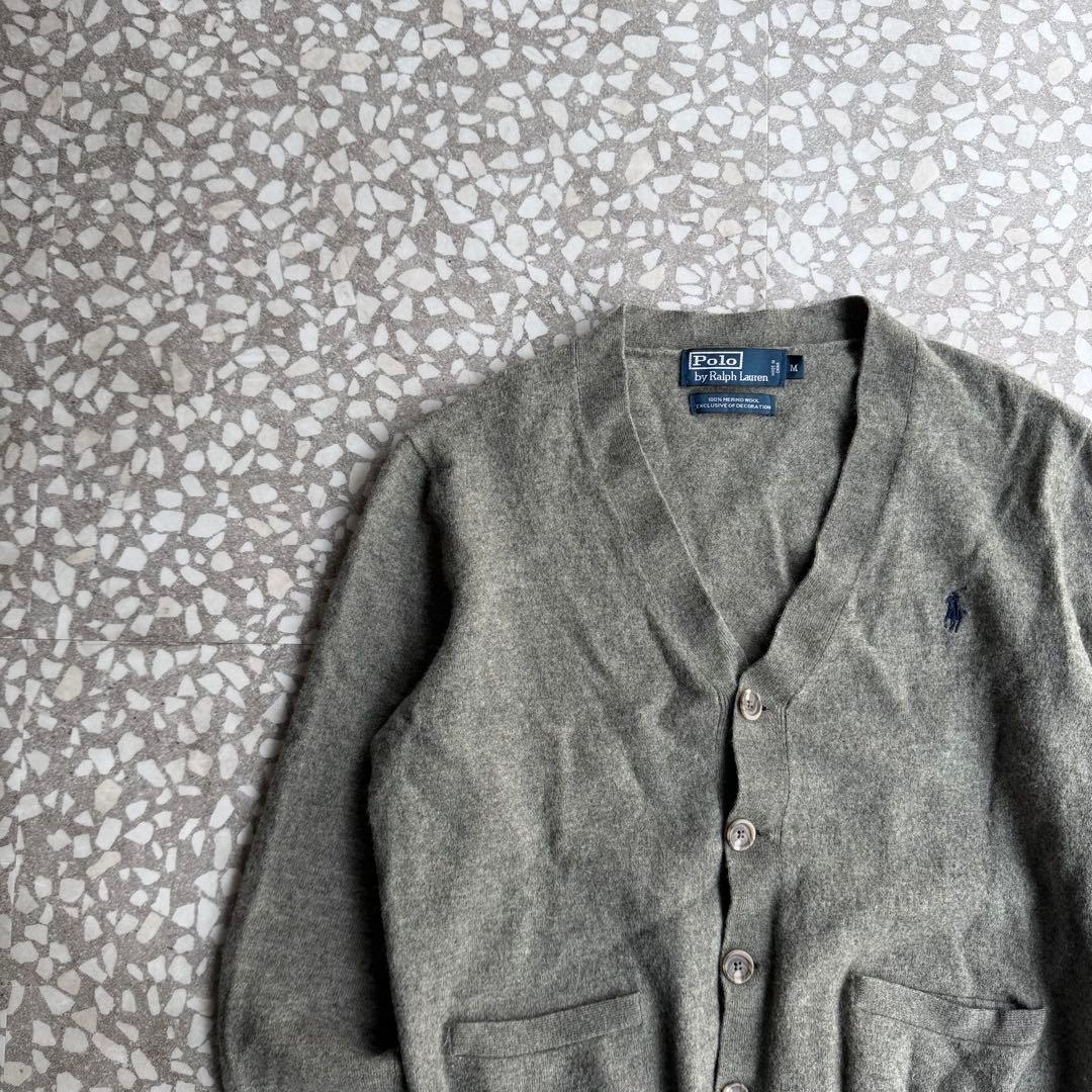 ウールカーディガン、エルボーレザー】ラルフローレンエルボーパッチ