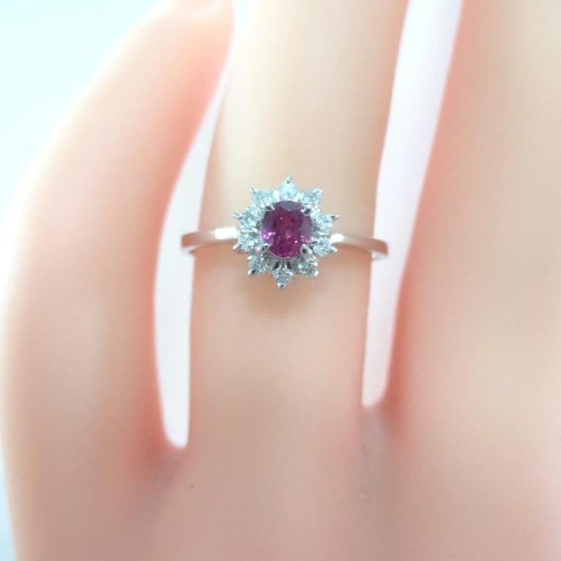 【Karin様】ルビー　ダイヤモンドリング　0.24ct　0.08ct　プラチナ