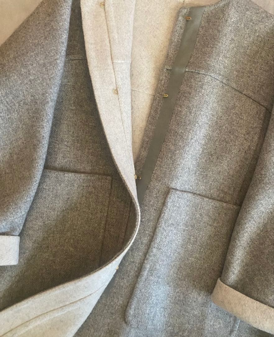 ⭐️2/5最終⭐️未使用Drawerリバーシブルノーカラーコート定価198,000円 Drawer ドゥロワー 21AW リバーシブル ムートン スムースレザー×ファー