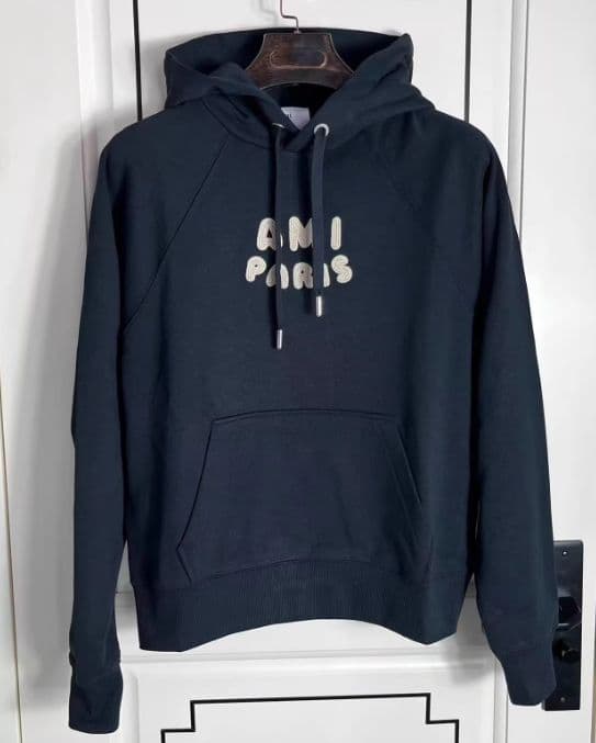 AMI パーカー ネイビー刺繍ロゴ Ami De Coeur パーカー ナイトブルー | AMI PARIS