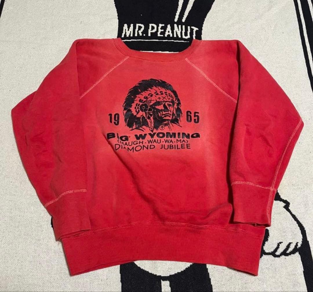 60sスウェット ラグラン インディアンヘッド ラバープリント フェー