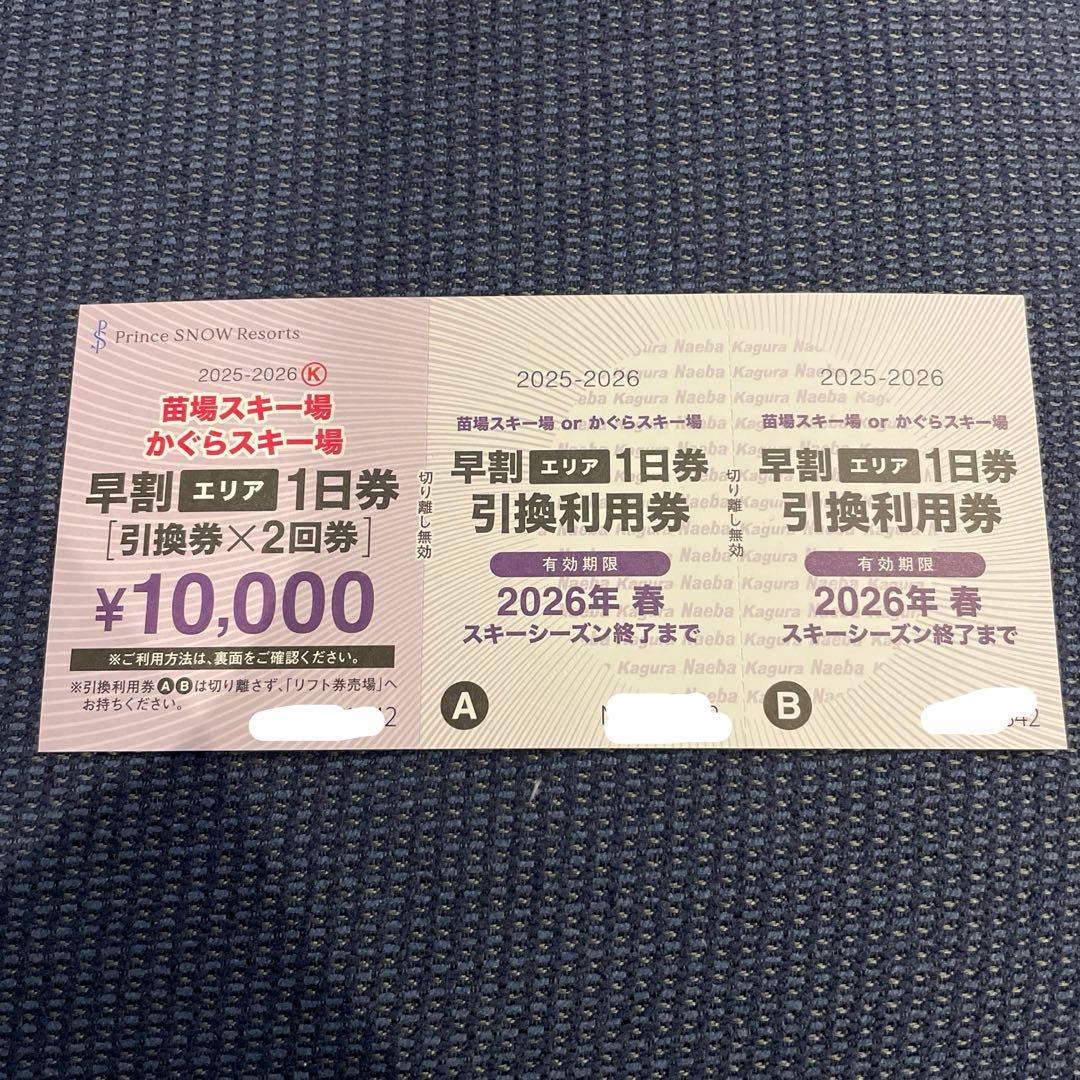 苗場 かぐら エリア1日券 引換券 2回利用 - メルカリ