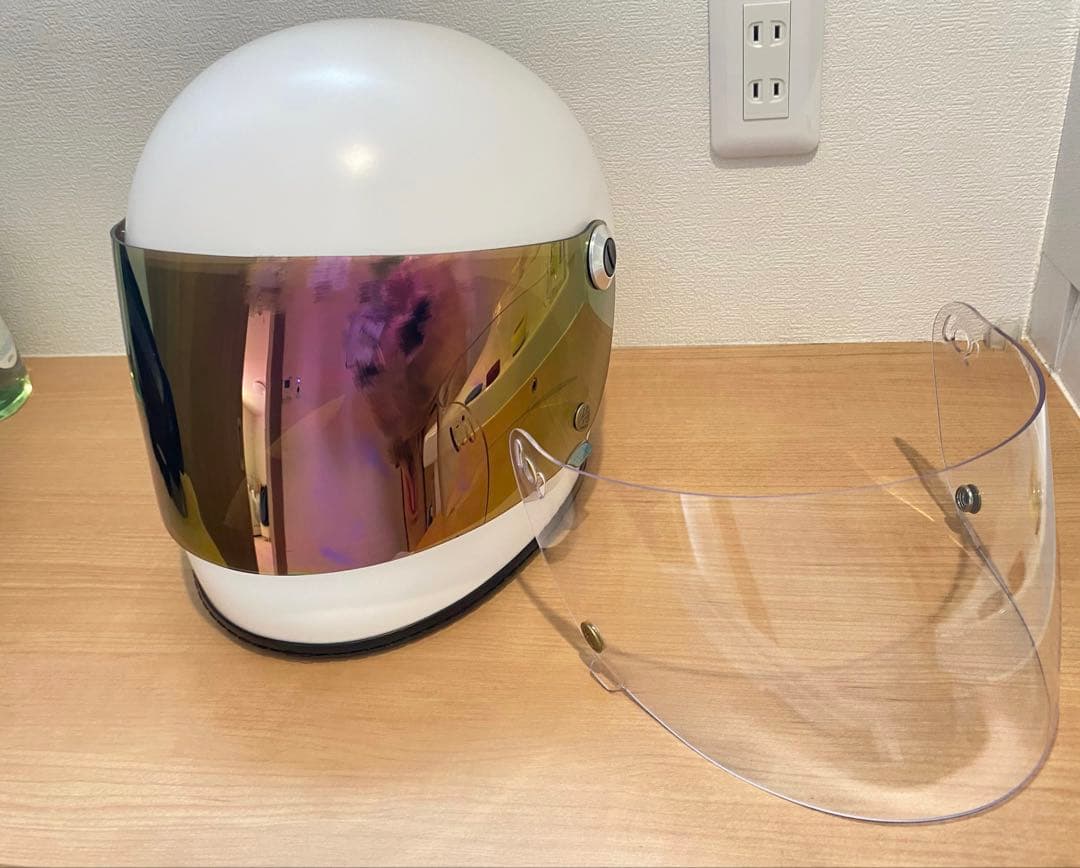 フルフェイスヘルメット ホワイト ミラーシールド SAMURAI 族ヘル