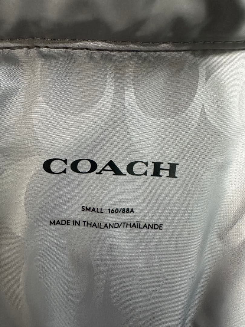 美品】COACHグレー ファー フード付き ダウンジャケット Cロゴ Sサイズ