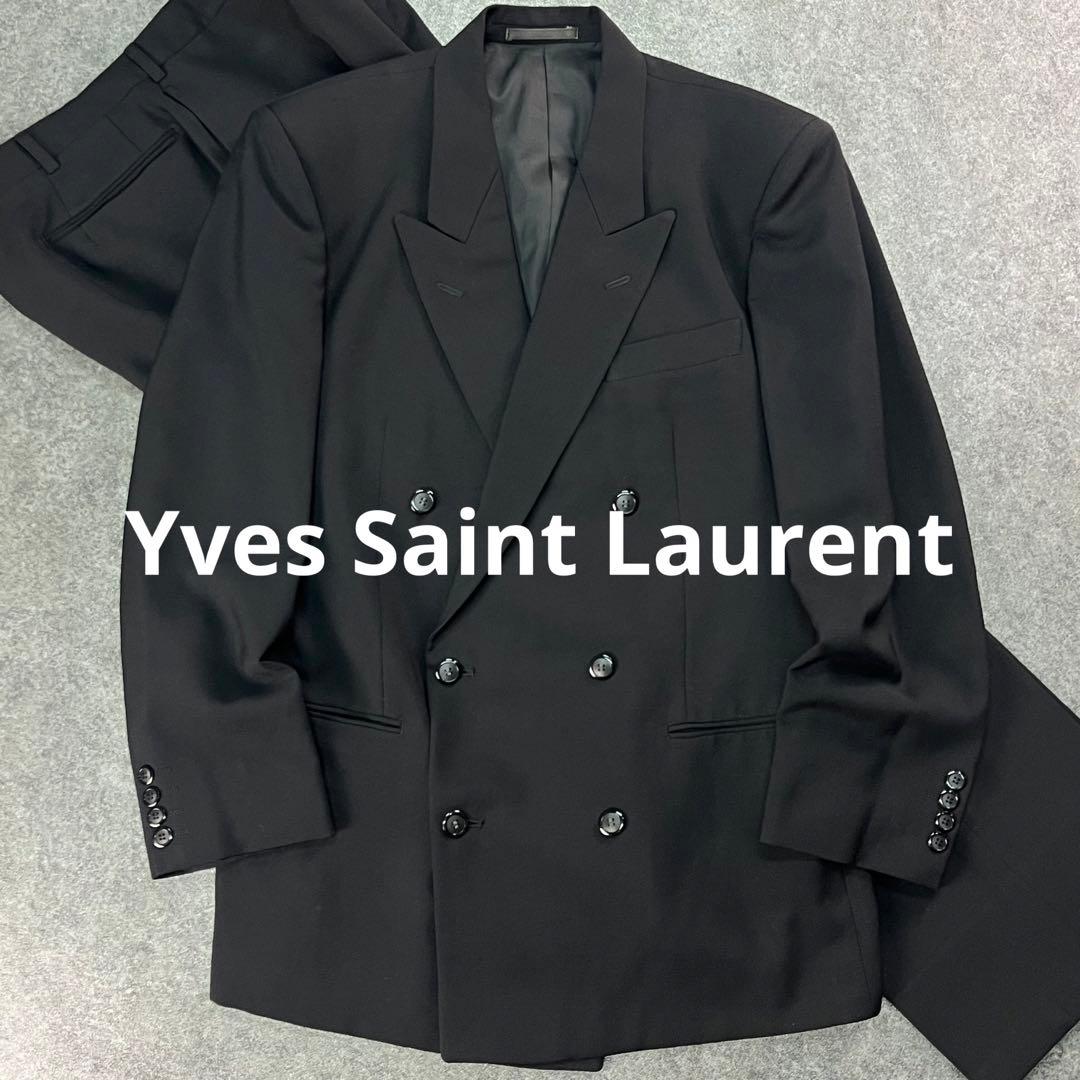 90s YSL イヴサンローラン セットアップ スーツ 上下 ダブル ブラック