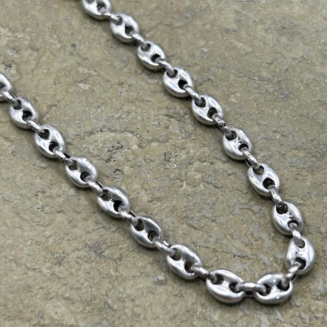 シルバー925 豚鼻チェーンネックレス/アンカーチェーン/軽研磨仕上げ