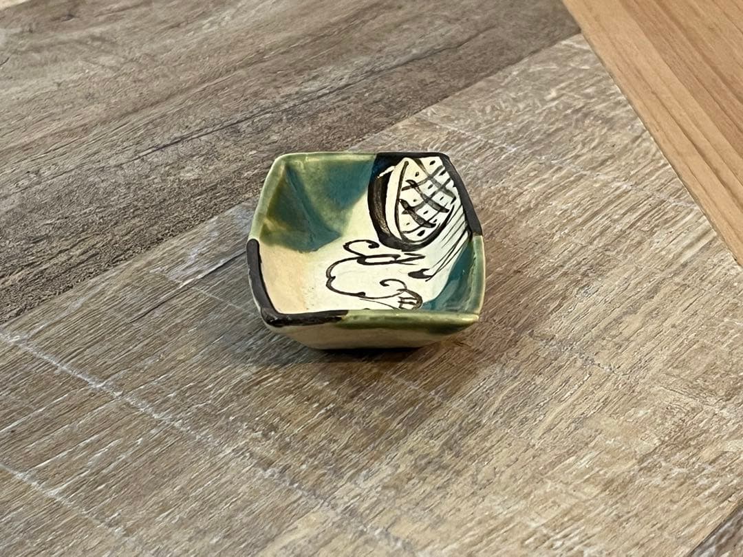 瀬戸焼　織部舟形手塩皿　20枚　7.7cm 大正～昭和初期