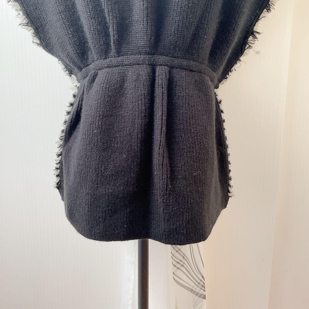 美品 トゥモローランド ツィード フレンチスリーブジレ ブラック S