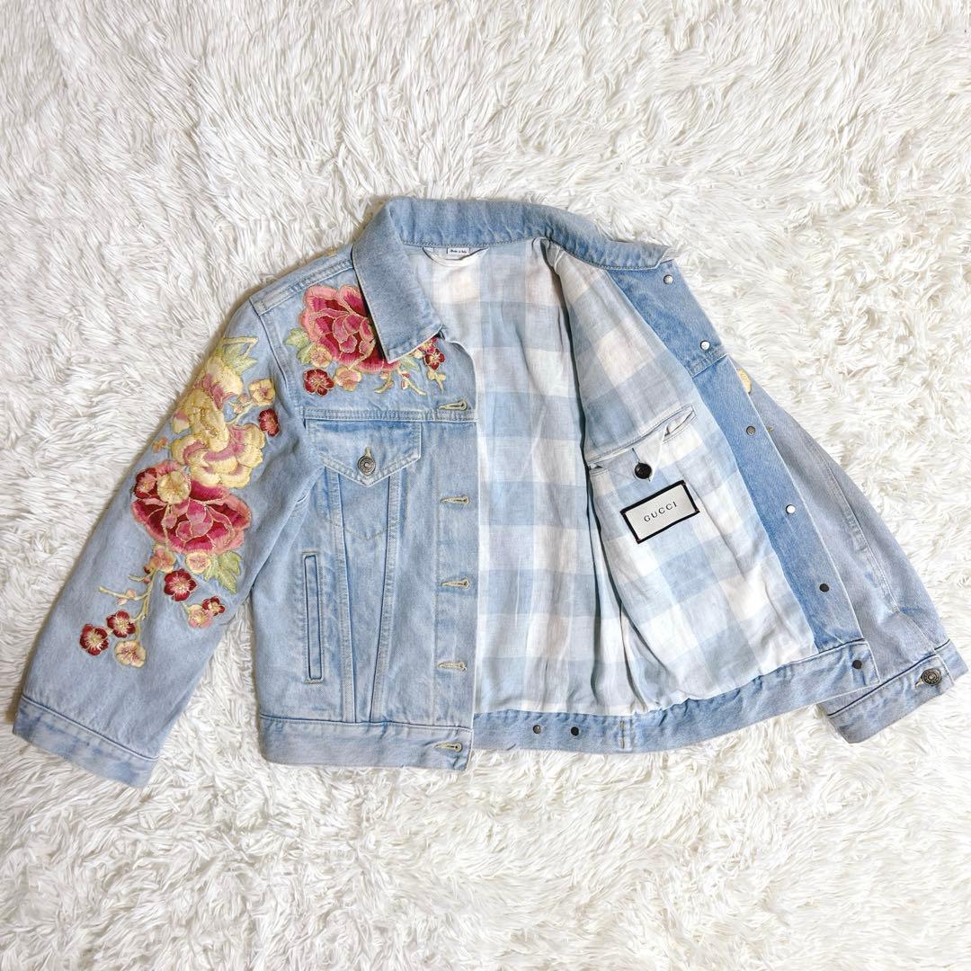GUCCI グッチ デニムジャケット 花柄刺繍 フローラル GG 38 美品