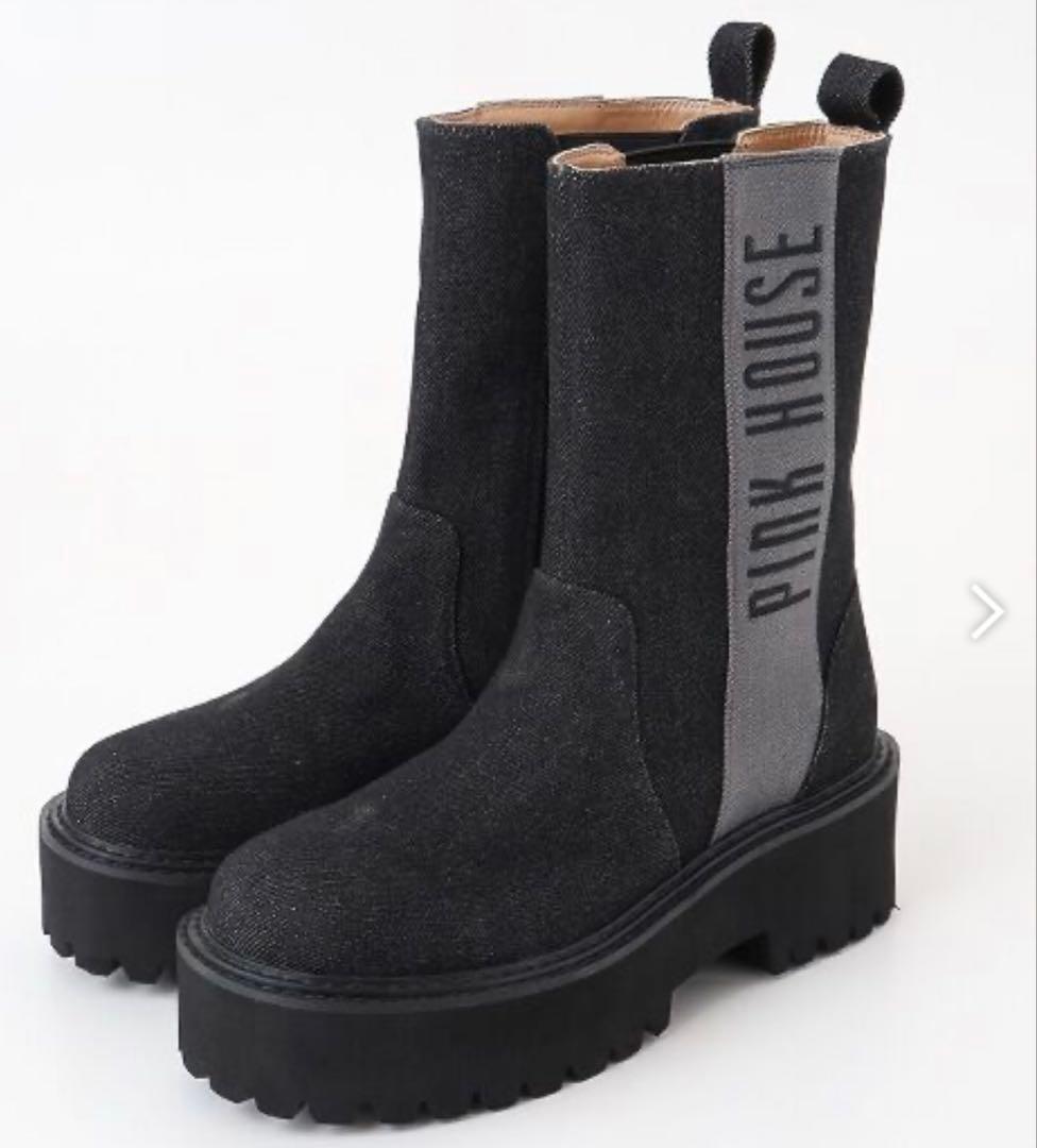 ピンクハウス ロゴ刺繍配色デニムブーツ