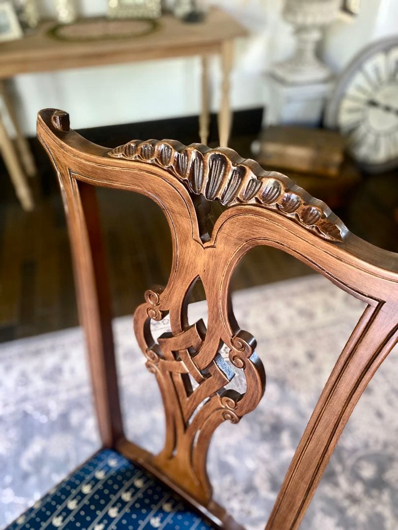 クラッシックダイニングチェア ネイビー ①