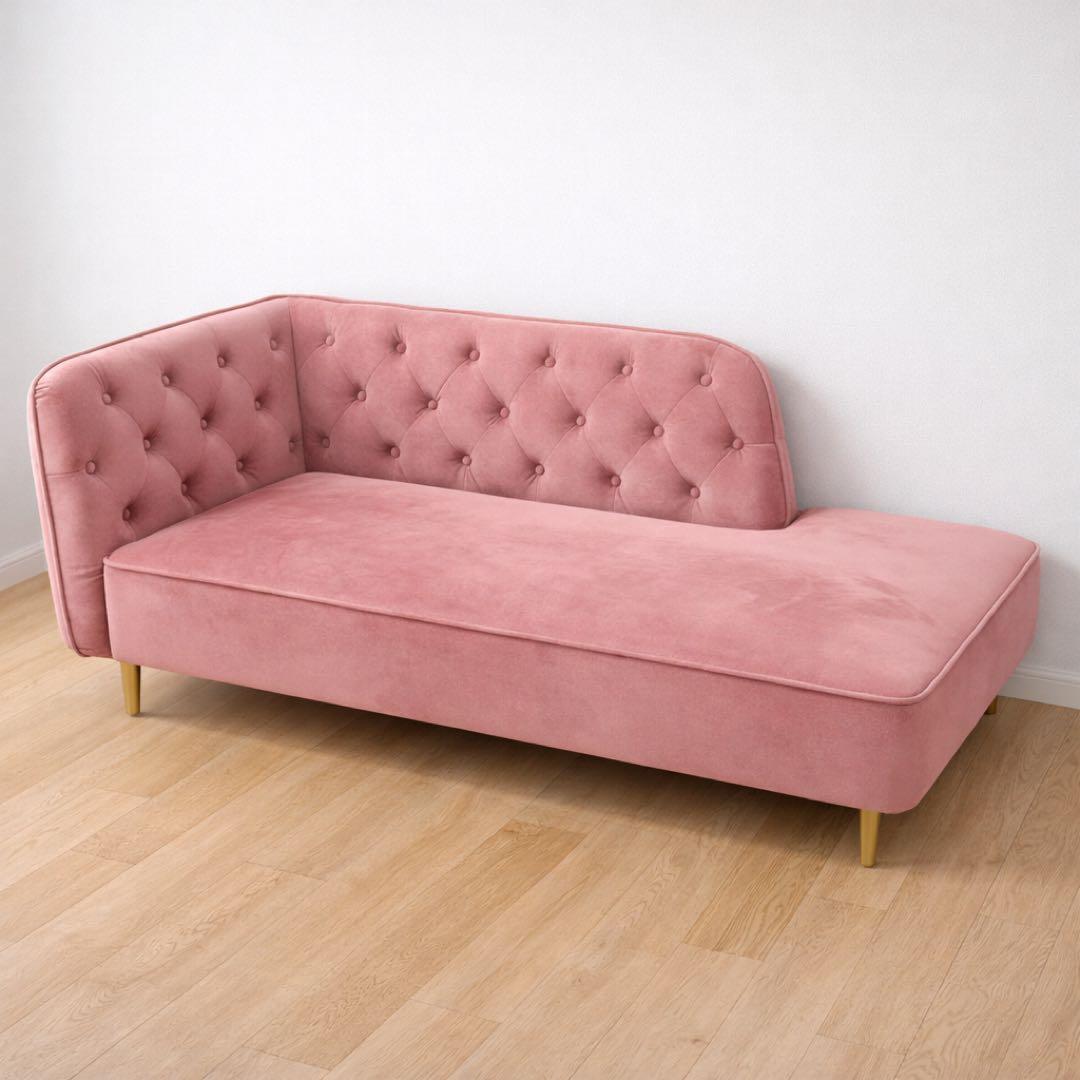 LOWYA 2人掛け カウチソファ ベルベット - メルカリ