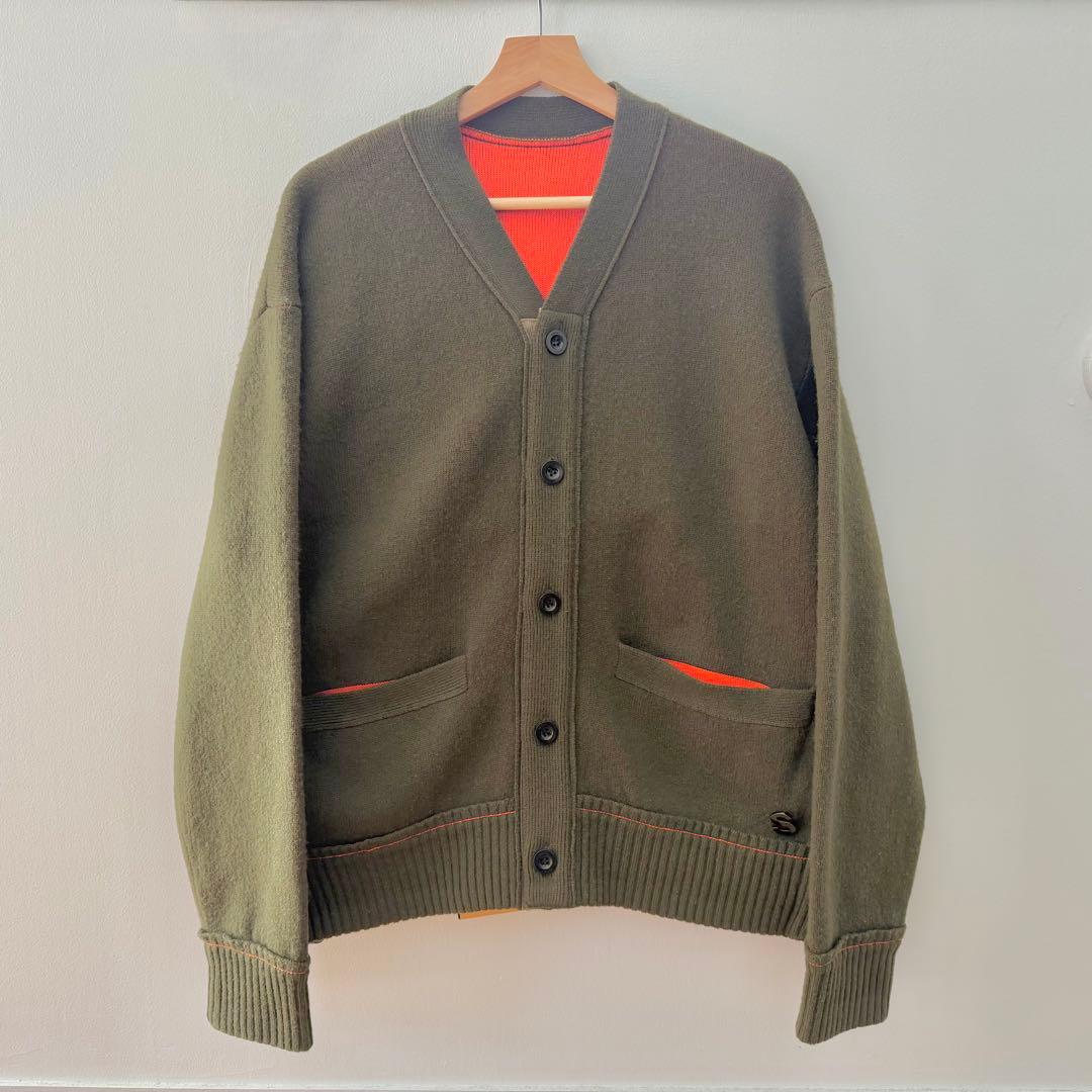sacai cotton cashmere cardigan khaki 1