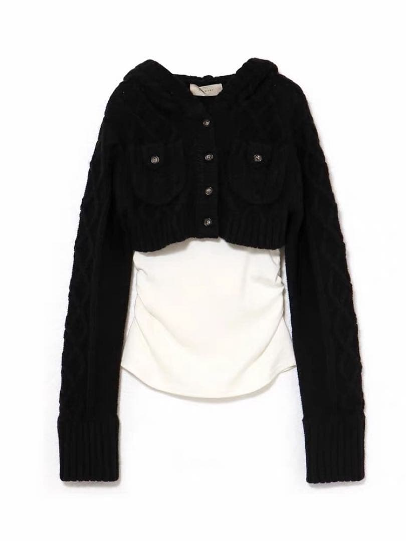 トップス Andmary Mary logo cable knit set black ANDMARY】Mary logo cable knit set