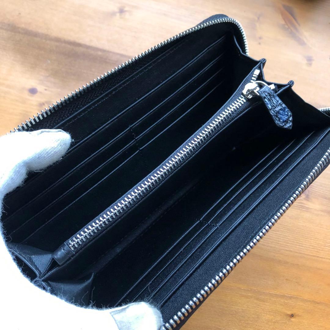 ア*オ様 本物 クロコダイル シャムワニ 長財布 ワニ革 一枚革 青ブルー