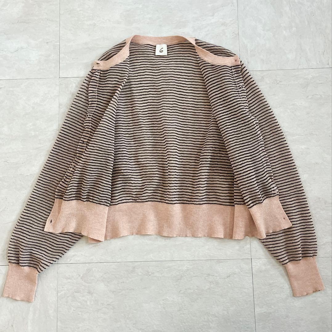 6(ROKU)シアー ボーダー カーディガン ピンク 洗える 羽織 2024 - メルカリ