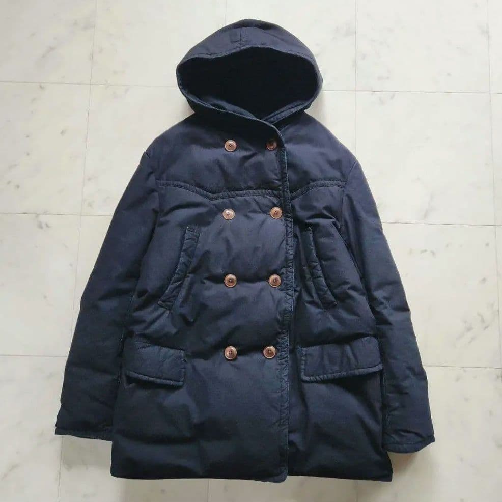 45R ダウンコート サイズ3 フード付き ゆったりめ 藍染 インディゴ