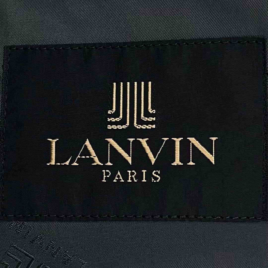 極希少 LANVIN ロゴ刻印 銀ボタン ダブル スーツ ロゴ裏地 大きい
